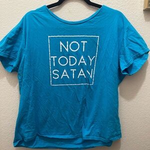 Women's Turquoise Graphic Tee - "Not Today Satan"